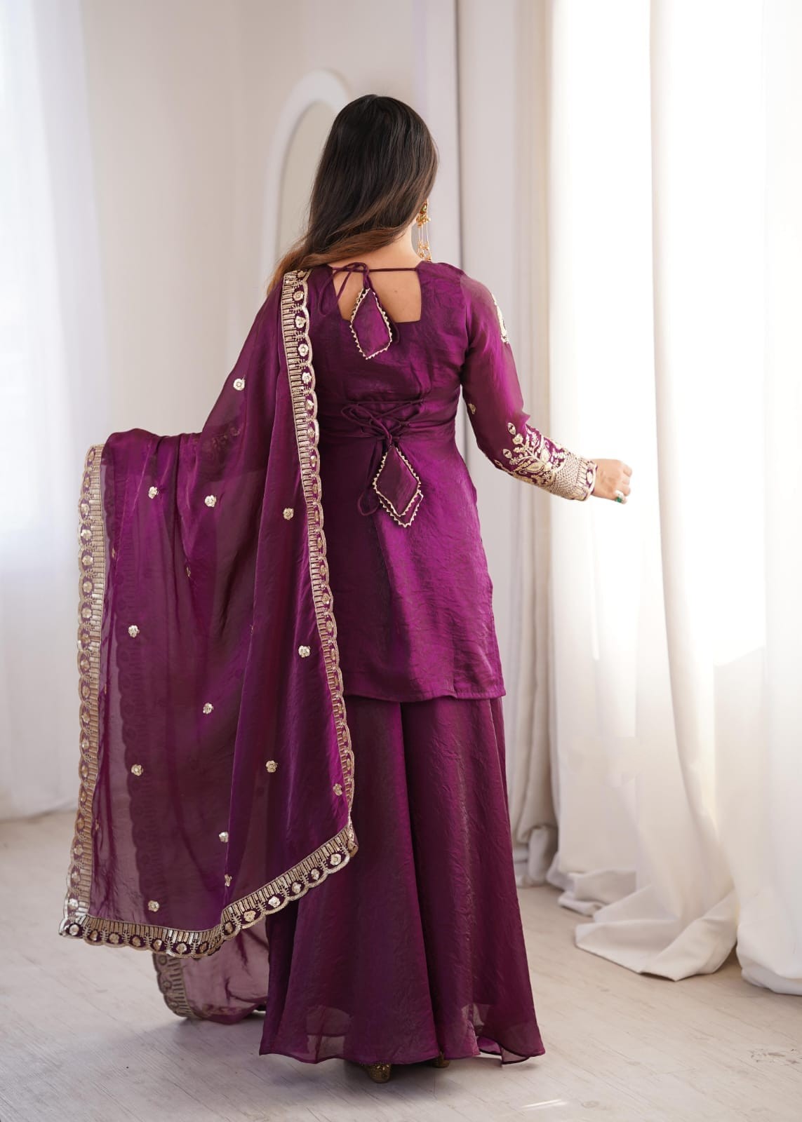 Fendy Silk Embroidered Sequence Work Straight Salwar Set